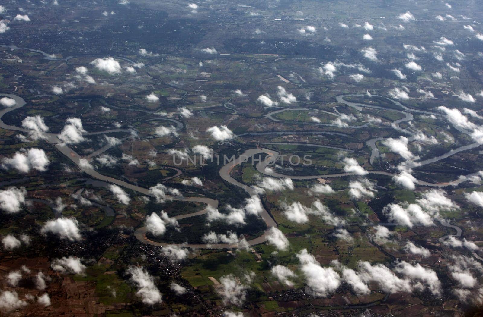 The landscape around Yasothon province and Ubon Rachathani in Isan approaching from Chiang mai to Ubon in northeastern Thailand.