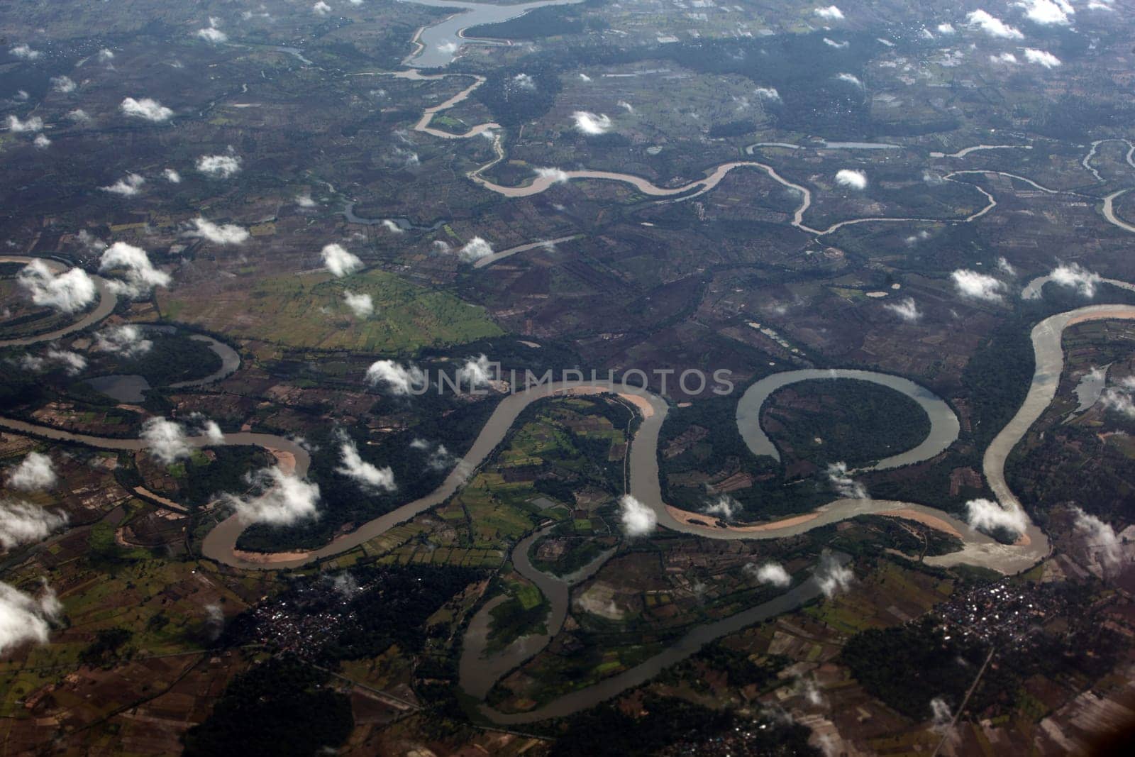 The landscape around Yasothon province and Ubon Rachathani in Isan approaching from Chiang mai to Ubon in northeastern Thailand.