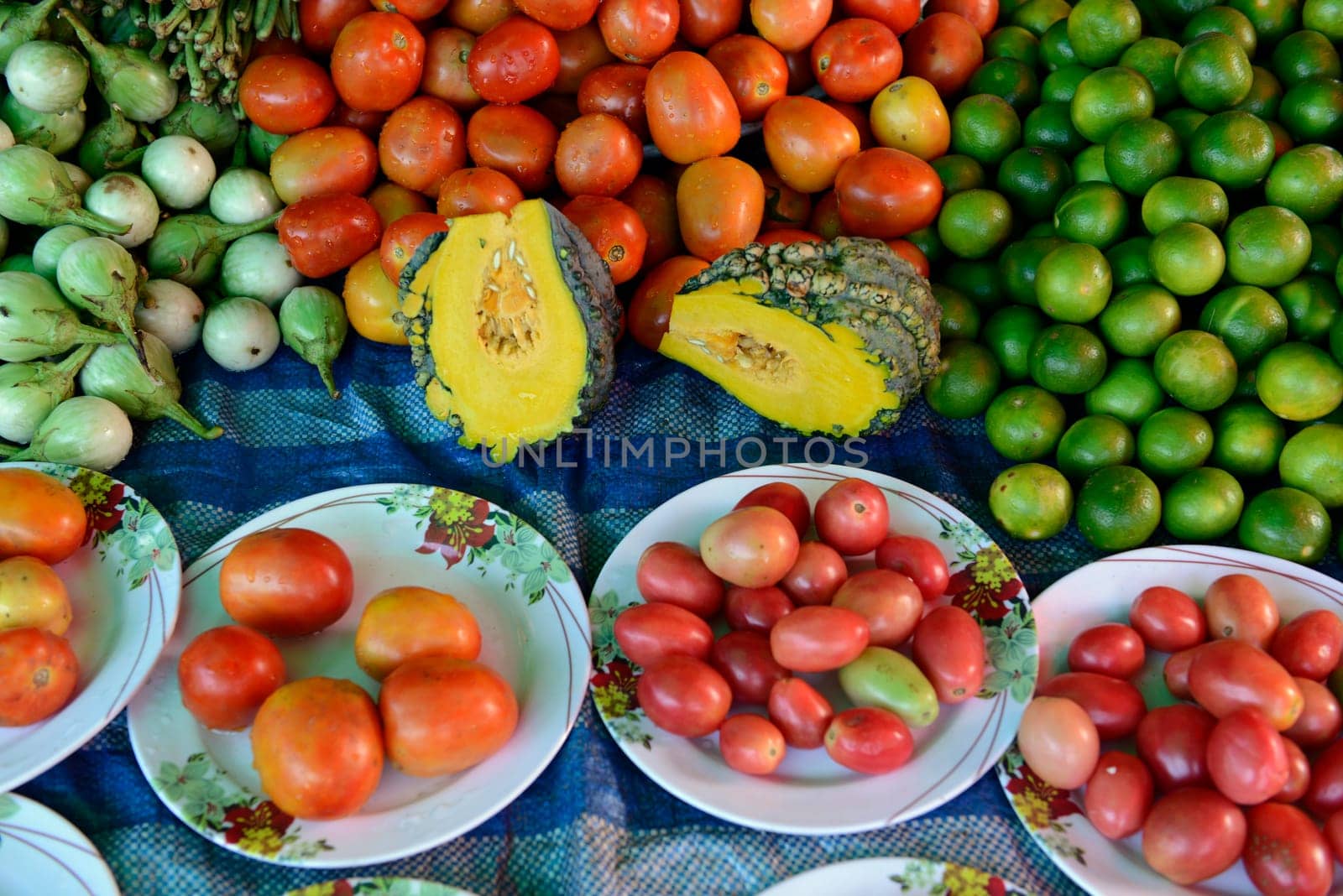 Gemuese at a regional market on the island of Phuket in the south of Thailand in South East Asia.