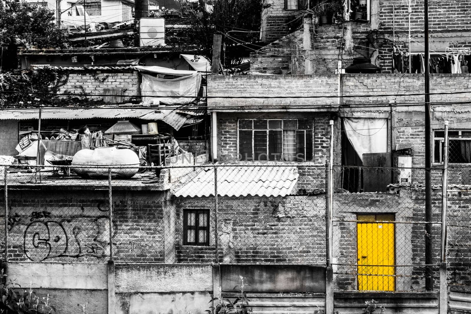 Homes and buildings in a dangerous slum in Mexico City