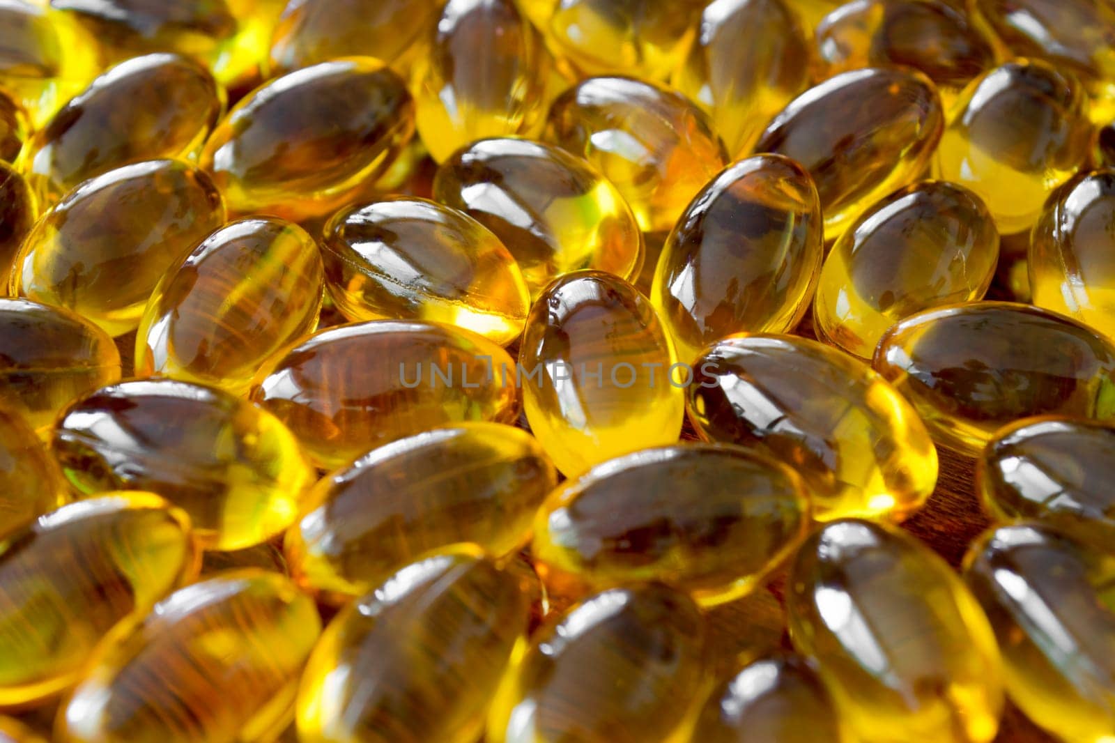 Close up to a several yellow pills