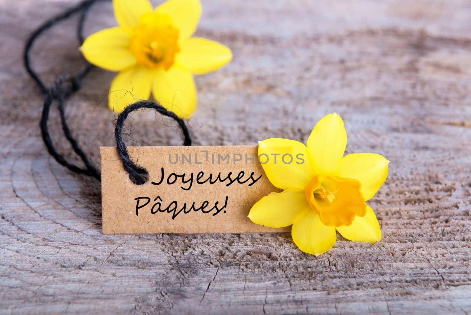 Label with the French words Joyeuses Pâques which means Happy Easter