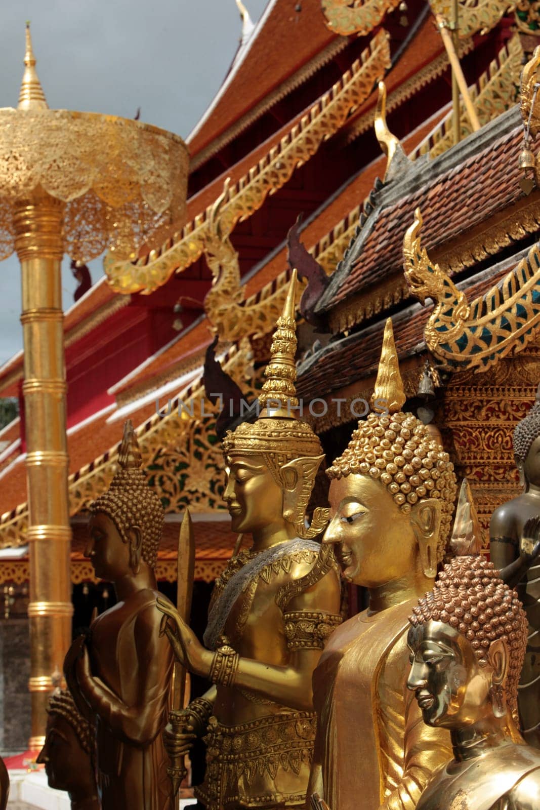 The architecture of Wat Phra That Doi Suthep Temple in Chiang Mai in northern Thailand.