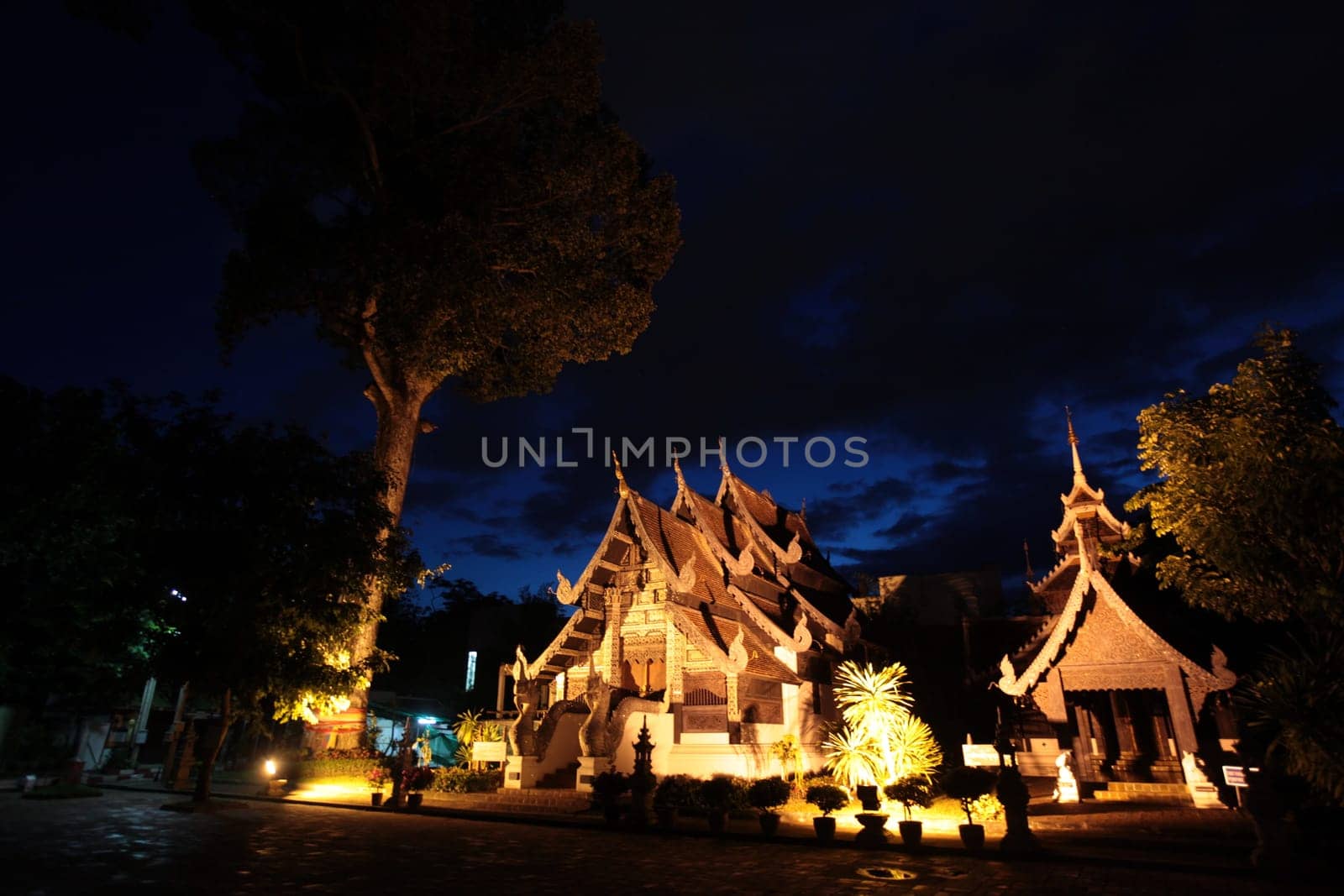 The architecture of Wat Chedi Luang Temple in Chiang Mai in northern Thailand.