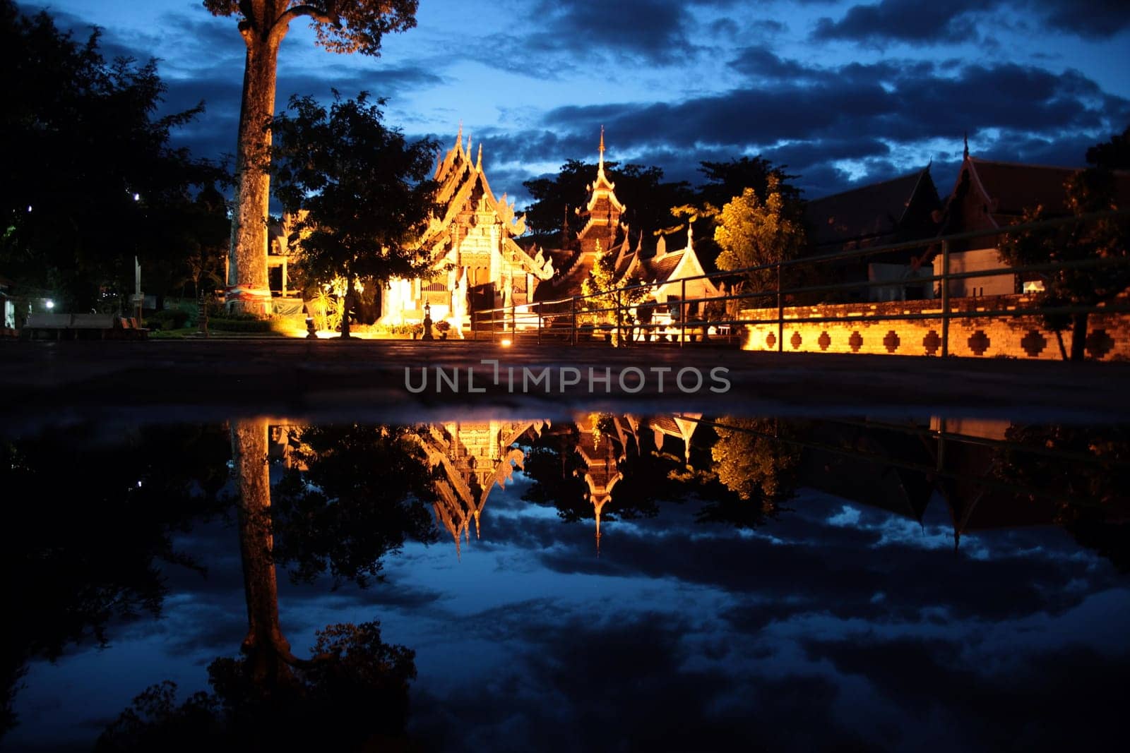 The architecture of Wat Chedi Luang Temple in Chiang Mai in northern Thailand.
