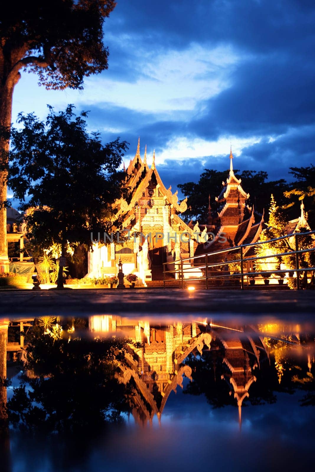 The architecture of Wat Chedi Luang Temple in Chiang Mai in northern Thailand.