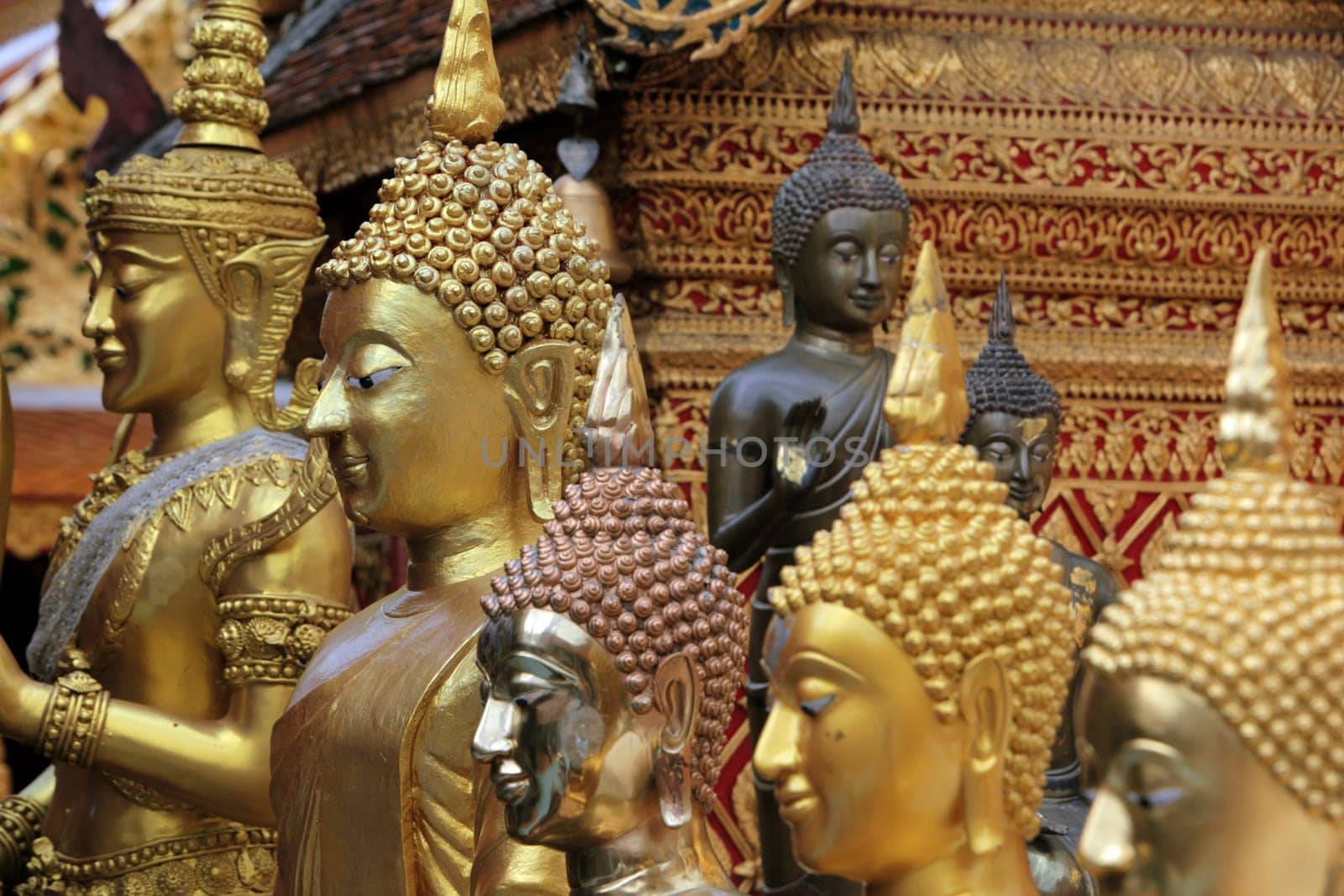 The architecture of Wat Phra That Doi Suthep Temple in Chiang Mai in northern Thailand.