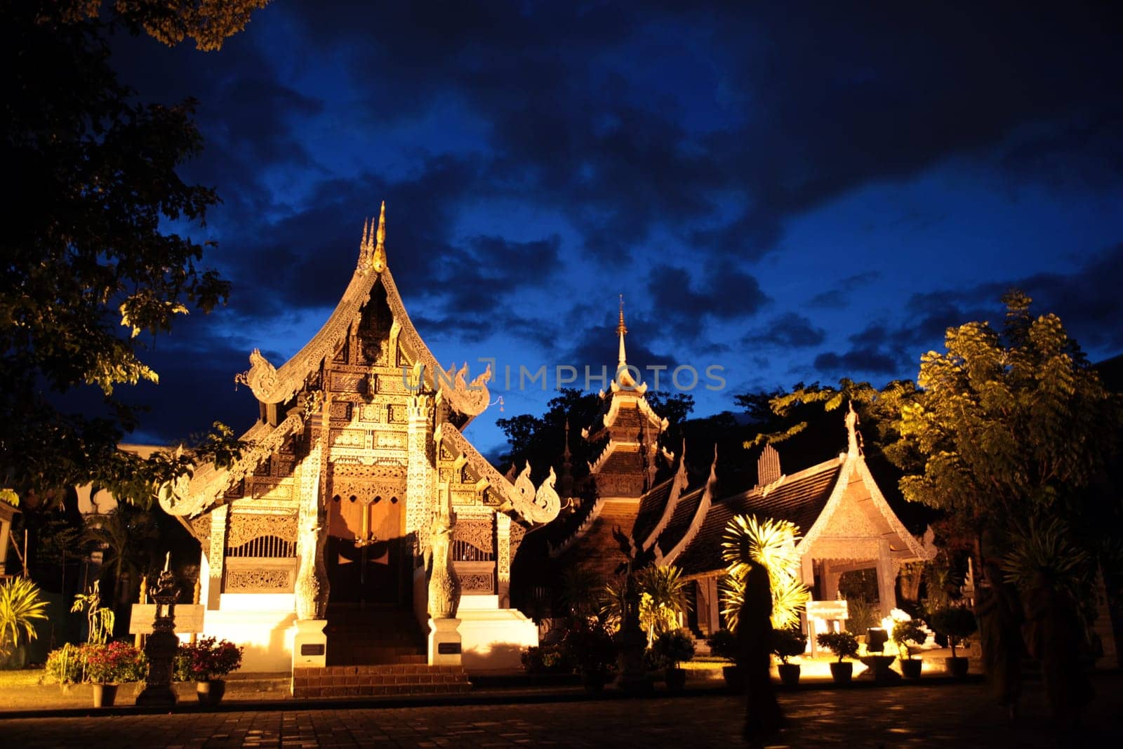 The architecture of Wat Chedi Luang Temple in Chiang Mai in northern Thailand.