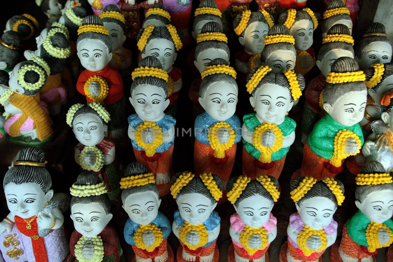 Crafts in a shop in Khorat in Nakhon Ratchasima Province in northeastern Thailand in the south western of Thailand in South East Asia