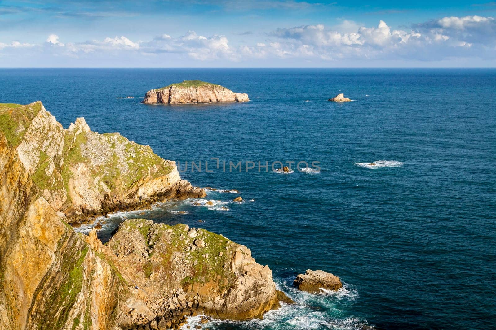 Rocks at the coast of north of Asturias, Spain. Bay of Biscay