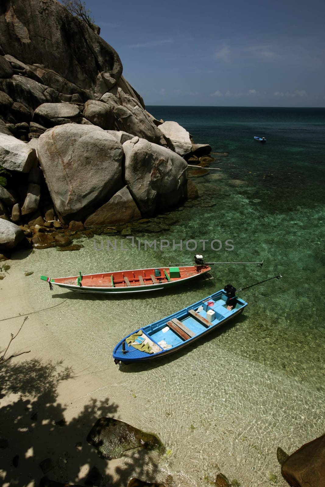 The beach of Cape Je Ta Gang Beach on the island of Ko Tao in the Gulf of Thailand in the south western of Thailand in South East Asia.