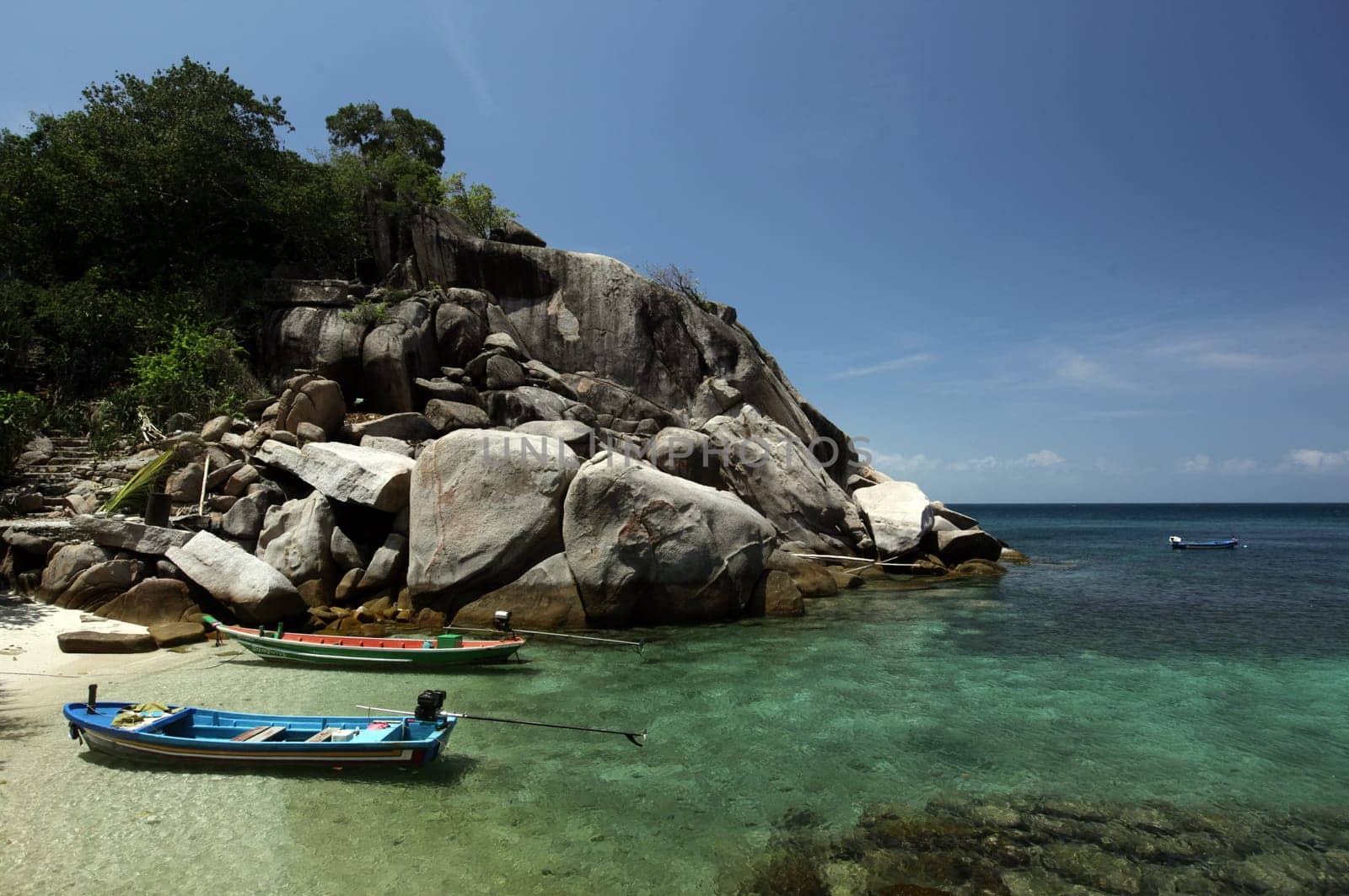 The beach of Cape Je Ta Gang Beach on the island of Ko Tao in the Gulf of Thailand in the south western of Thailand in South East Asia.