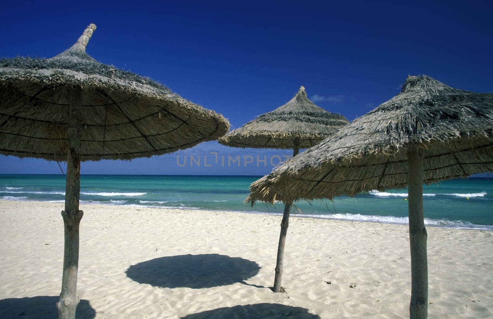 A sandy beach near Sousse in central Tuneisen in North Africa.