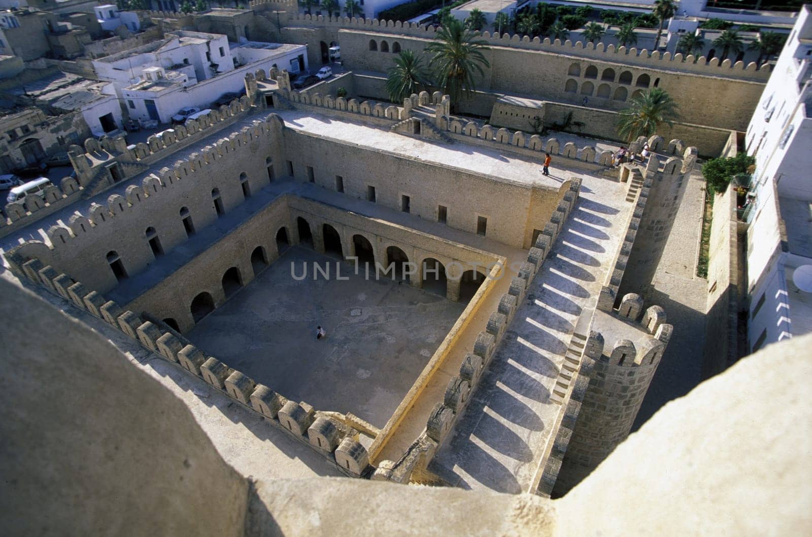 The Great Mosque with the Wall in the Old Town or Medina of Sousse on the Mediterranean Sea in Tunisia in North Africa.