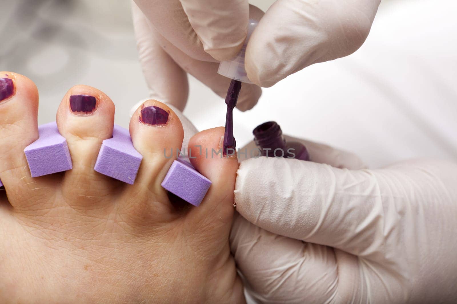 Toe nails are painted