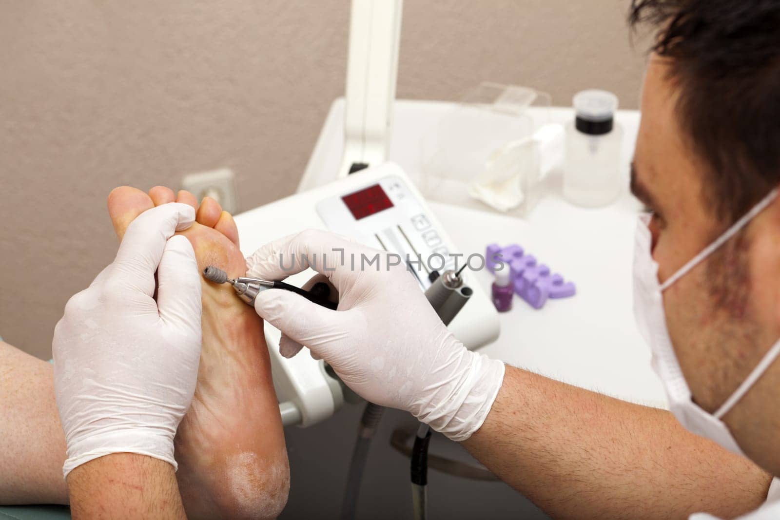 Foot care in his practice at work