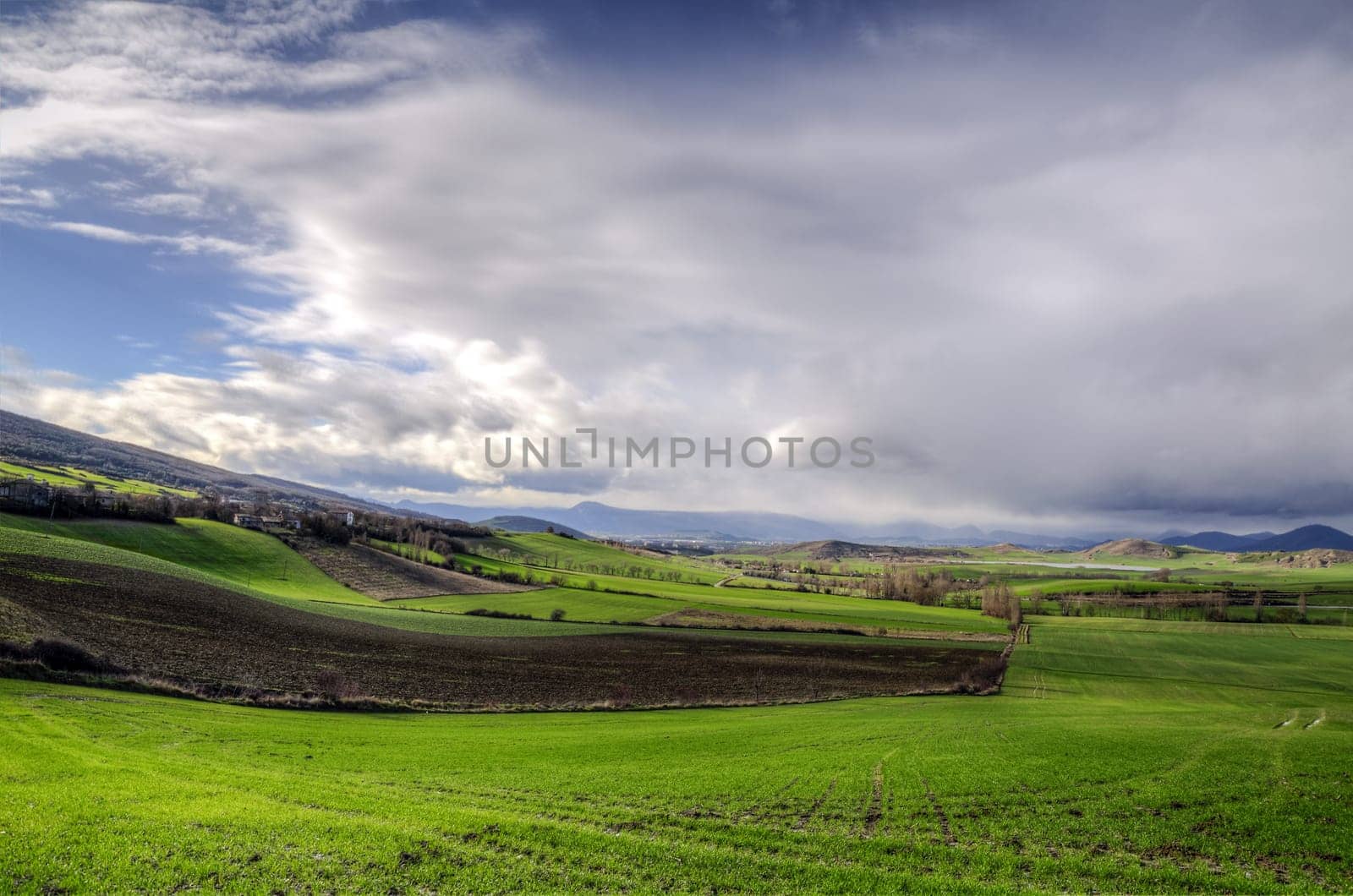 View over the Navarra's meadows in Spain