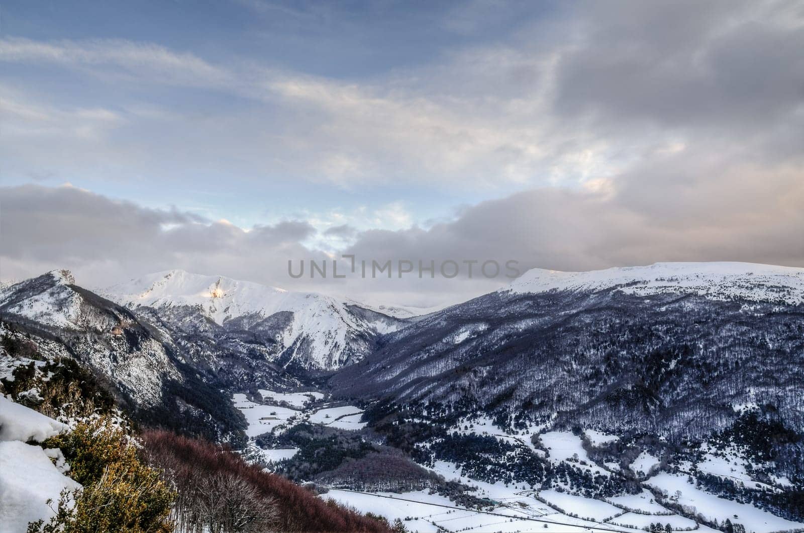 Beautiful winter view over the mountains in Spain