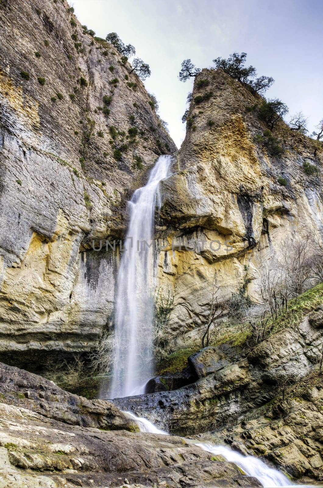 Very beautiful waterfall in the Navarra's mountain in Spain.