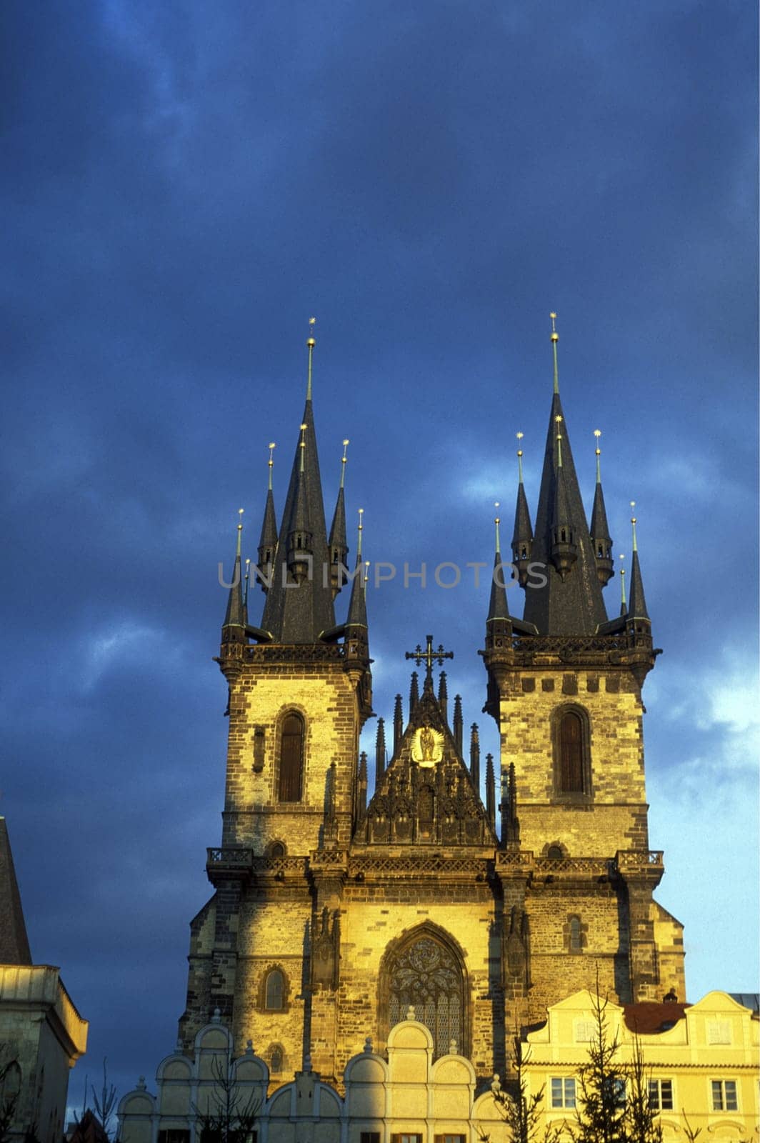 The Tyn Church in Old Town Square in the Old Town of Prague the capital of the Czech Republic.