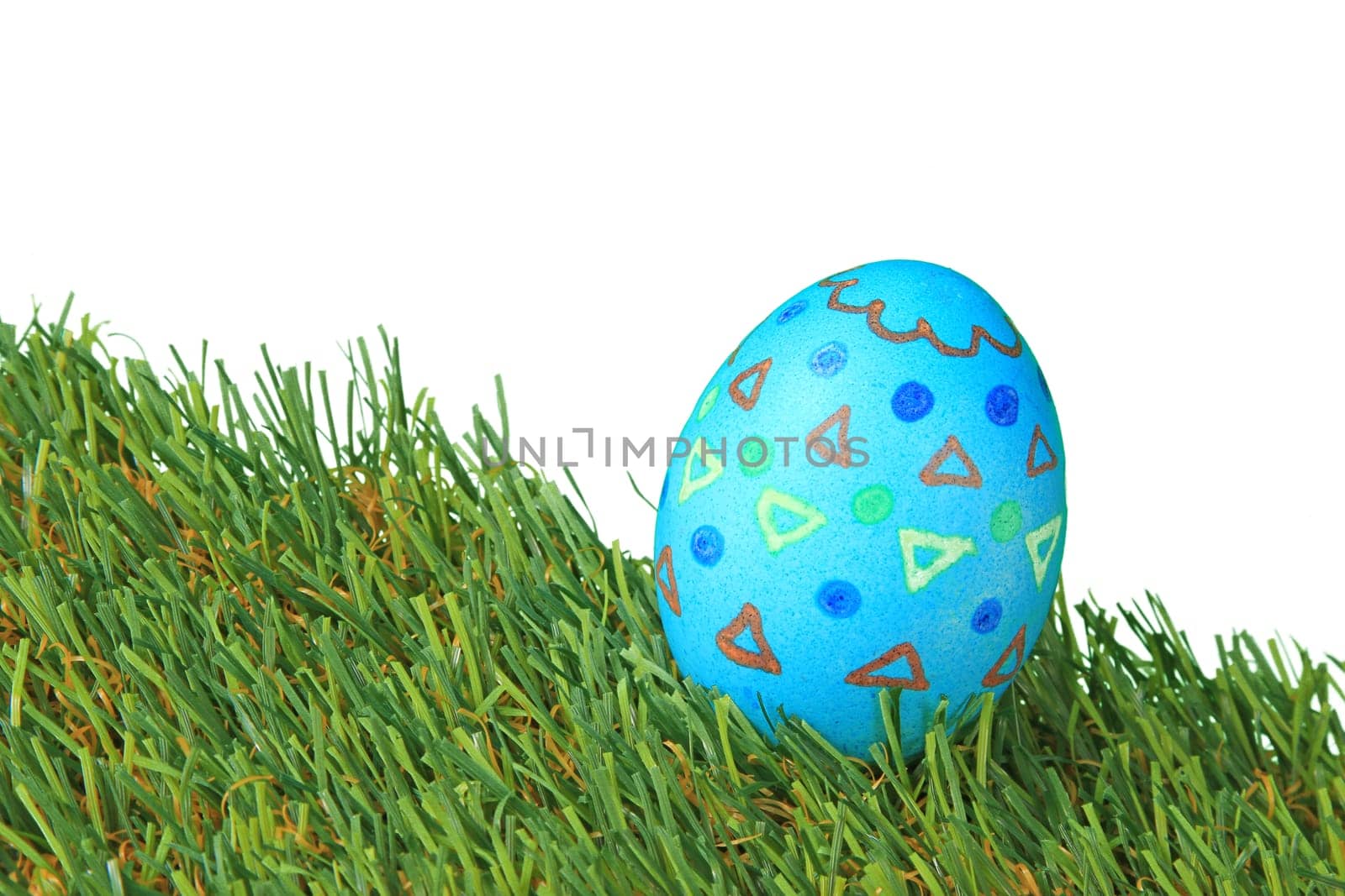 blue,colorfully decorated Easter egg