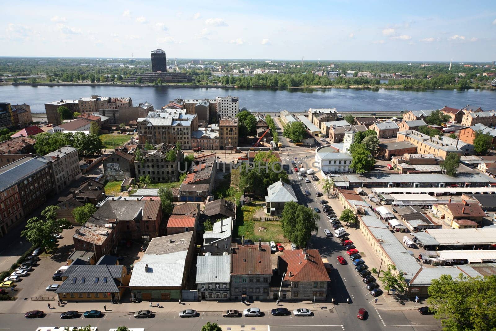 The city panorama over the old town of Riga of the capital