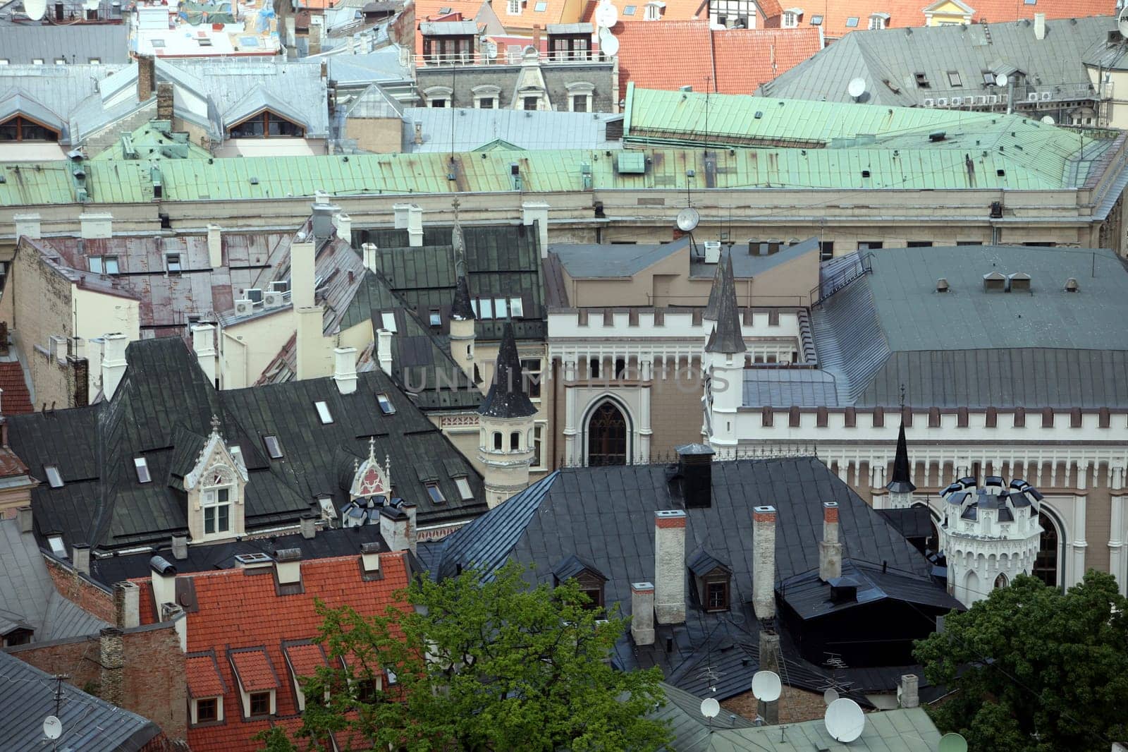 The city panorama over the old town of Riga of the capital