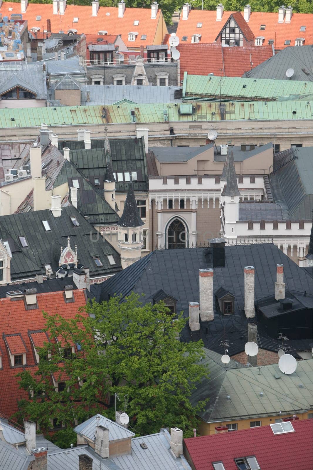 The city panorama over the old town of Riga of the capital