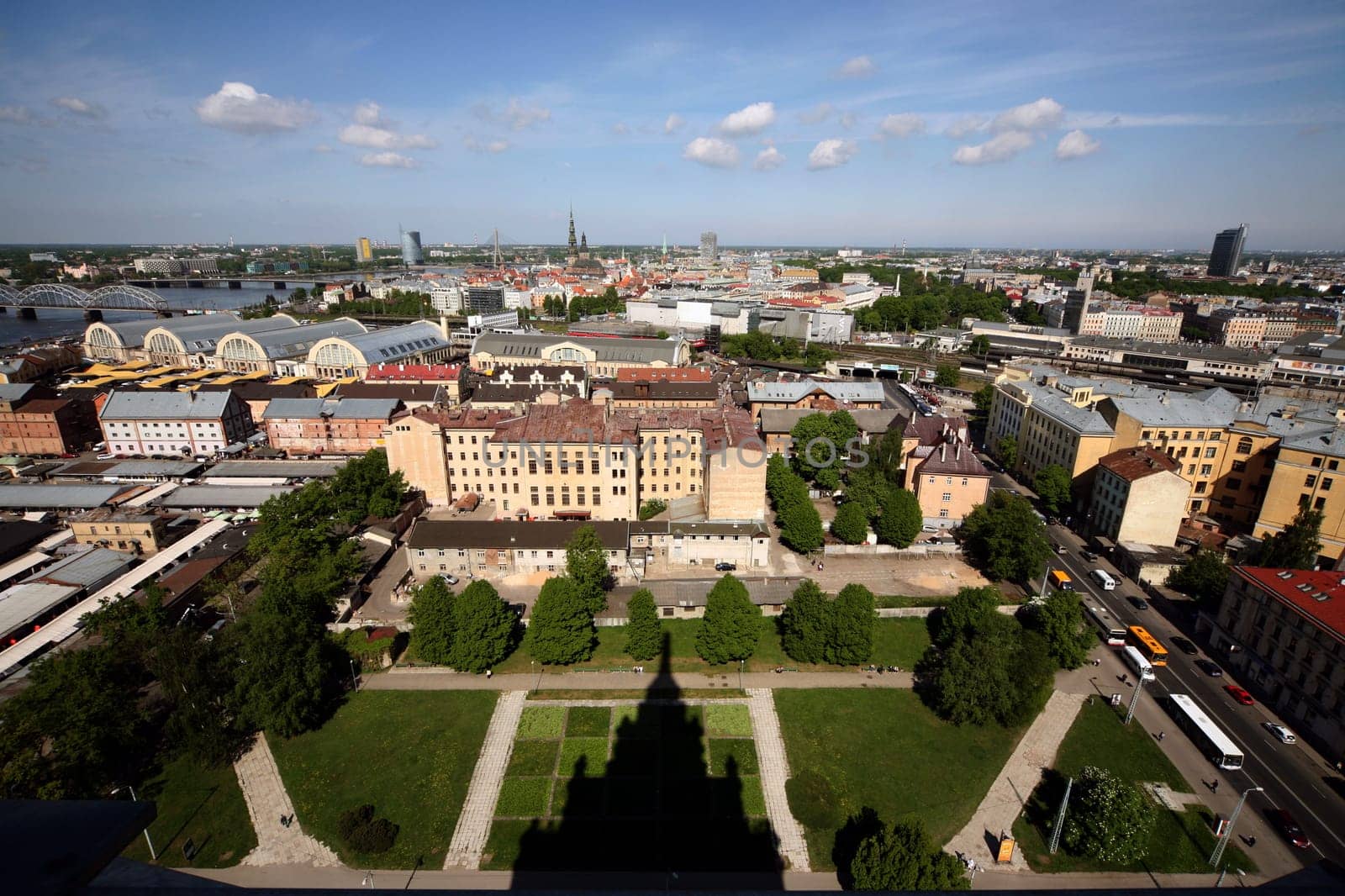 The panorama from the Tower of the Akedemie of Sciences in the Old Town of Riga,the main city of Latvia in the BalticS in Eastern Europe.