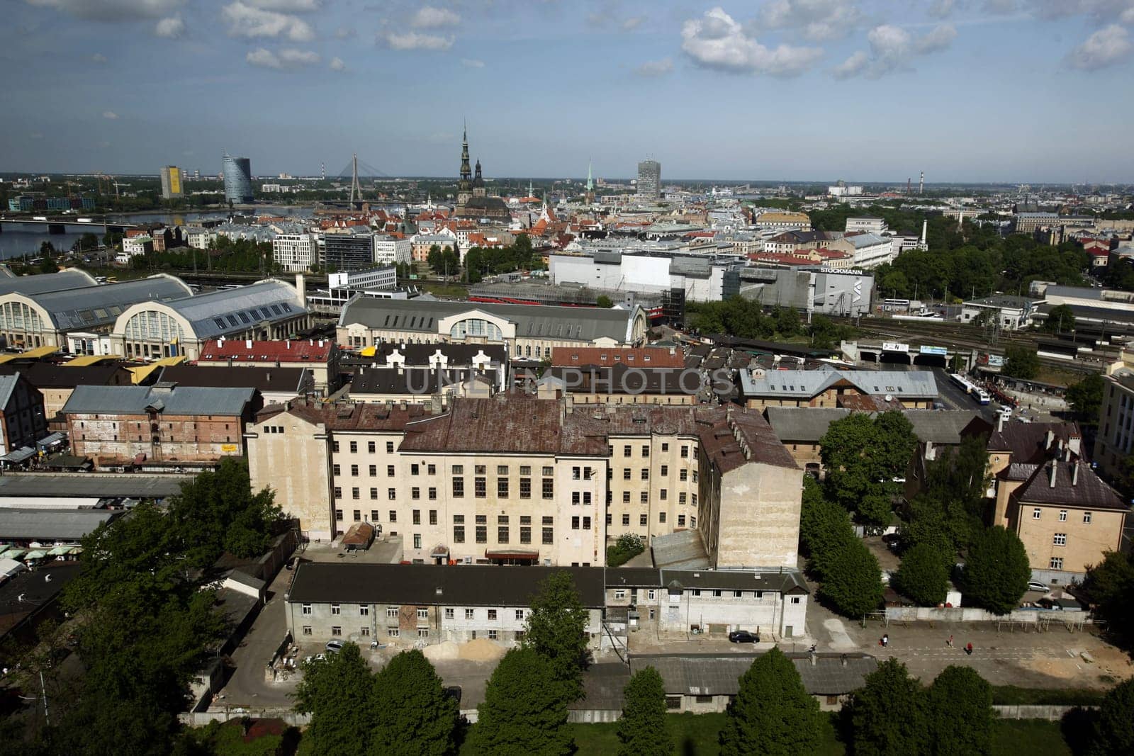 The panorama from the Tower of the Akedemie of Sciences in the Old Town of Riga,the main city of Latvia in the BalticS in Eastern Europe.