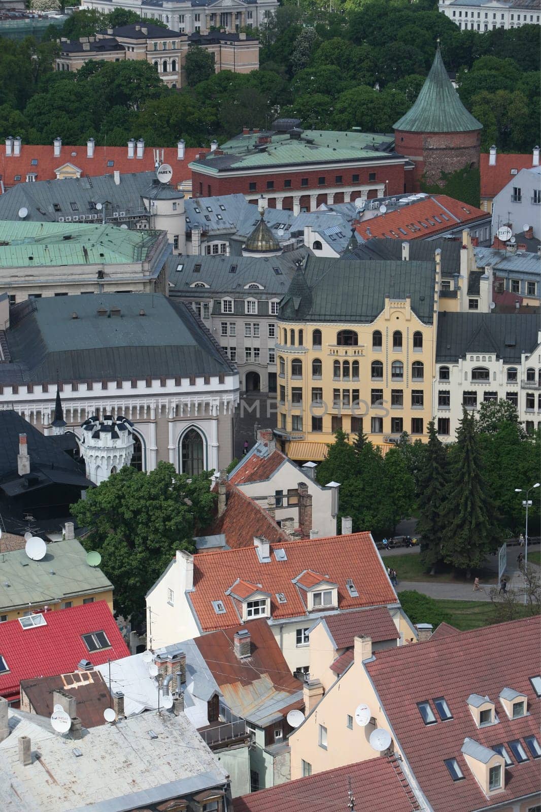 The city panorama over the old town of Riga of the capital