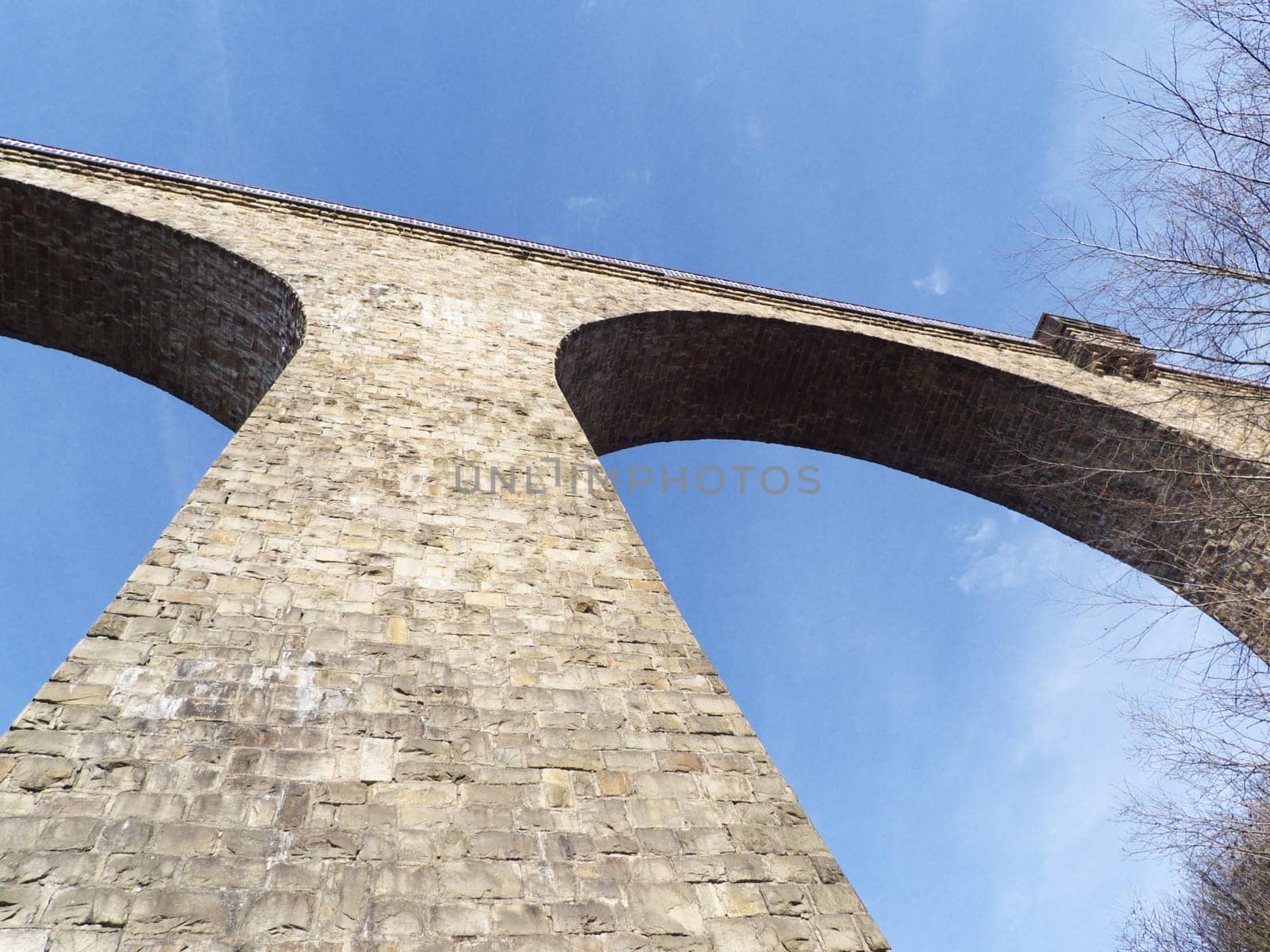 Old railway bridge made of stone today a cycle path in Velbert
