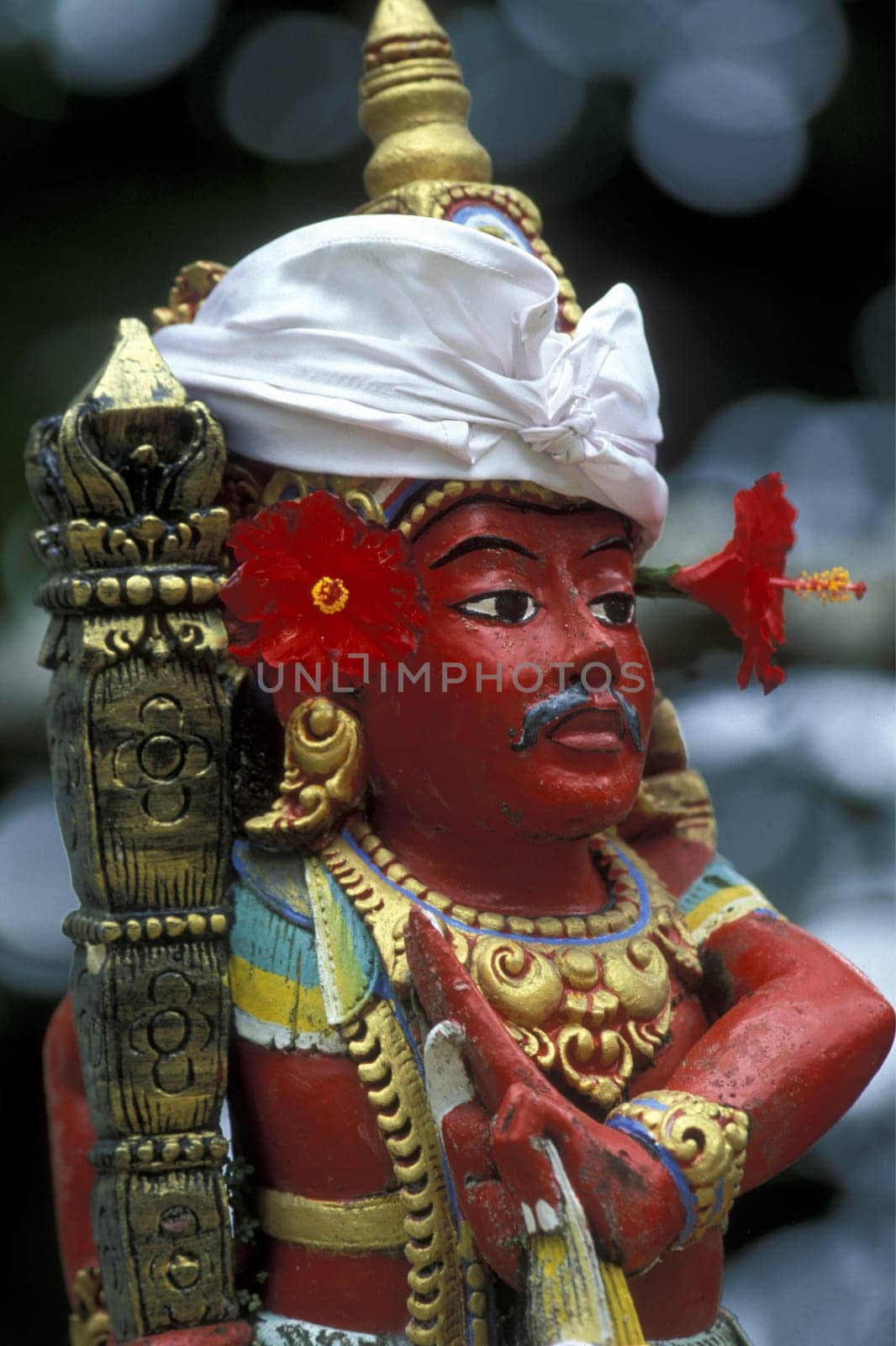 One of the unholy Hinuist figures on the island of Bali in Indonesia in Asia.