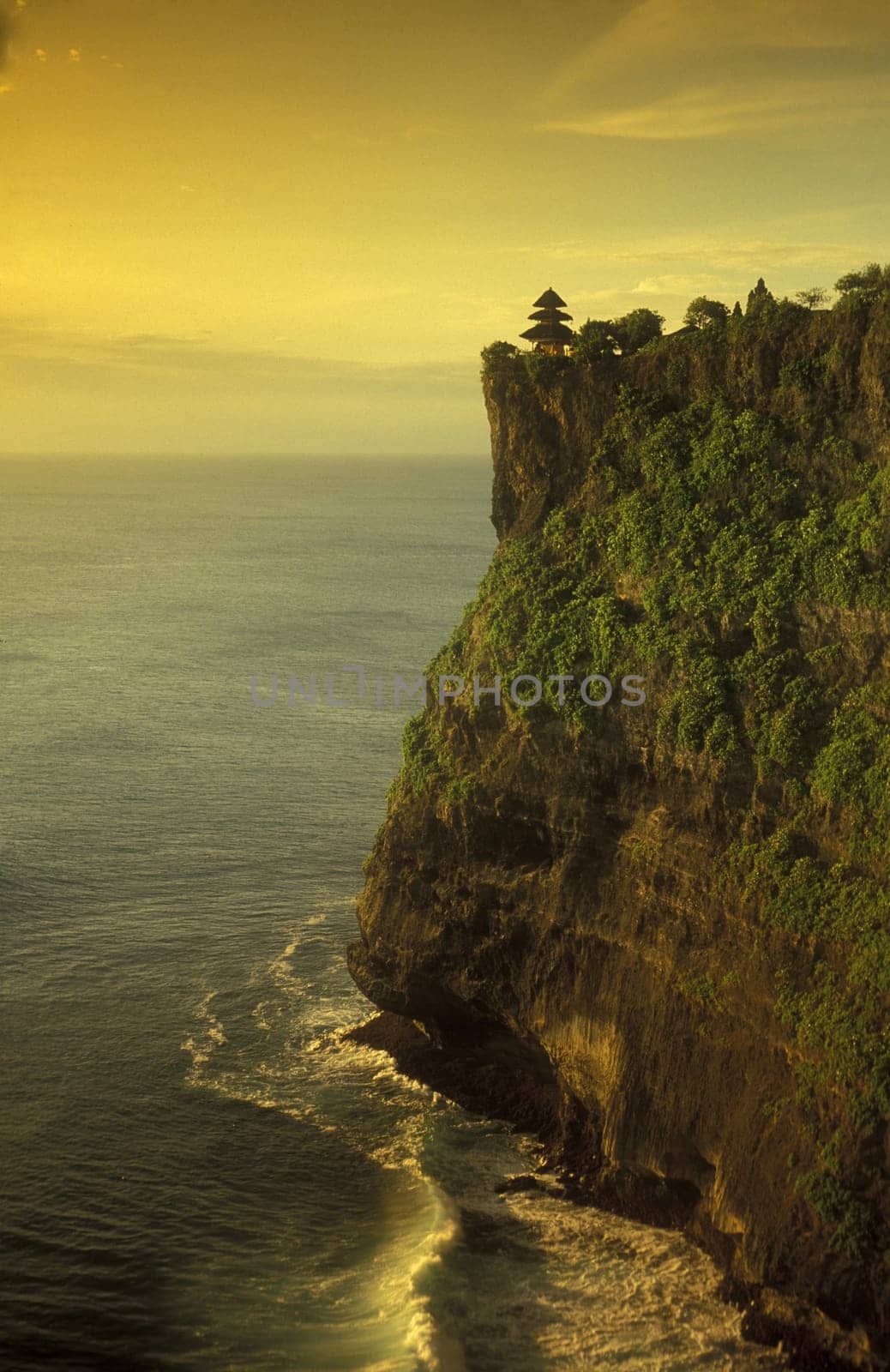 The Pura Luhur Ulu Watu Temple in the south of Bali on the island of Bali in Indonesia.