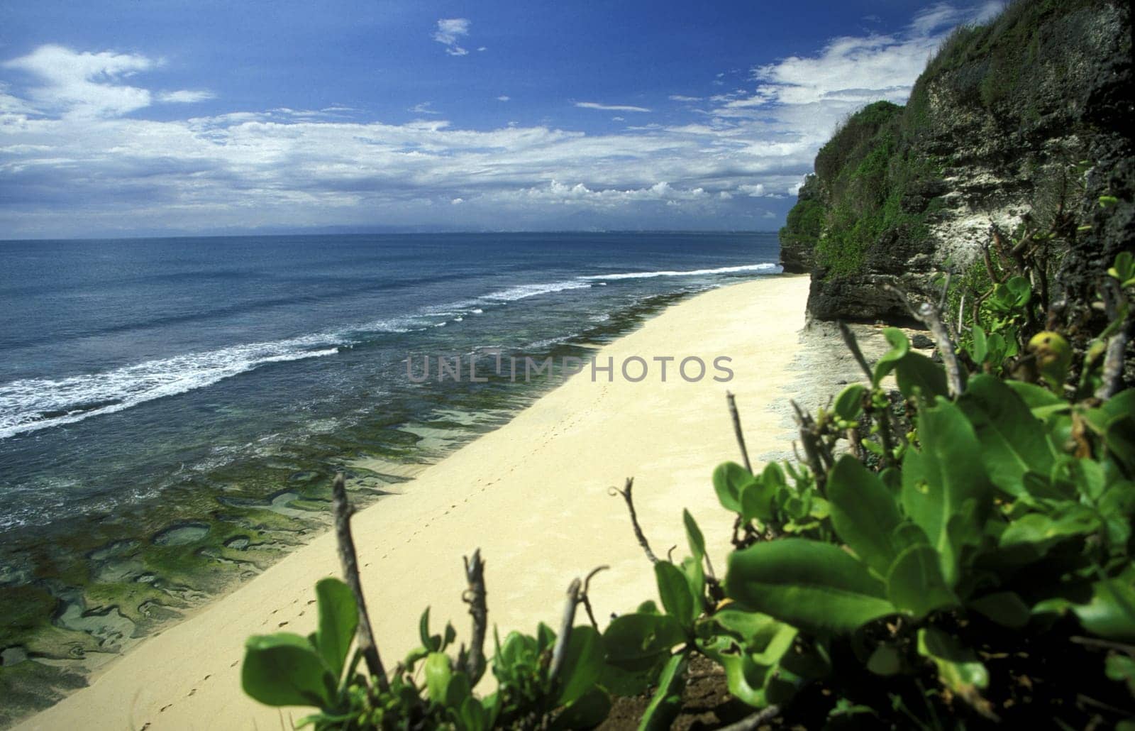 A beach called Paradise Beach or Dreamland Beach in the south of the island of Bali in Indonesia in South East Asia.
