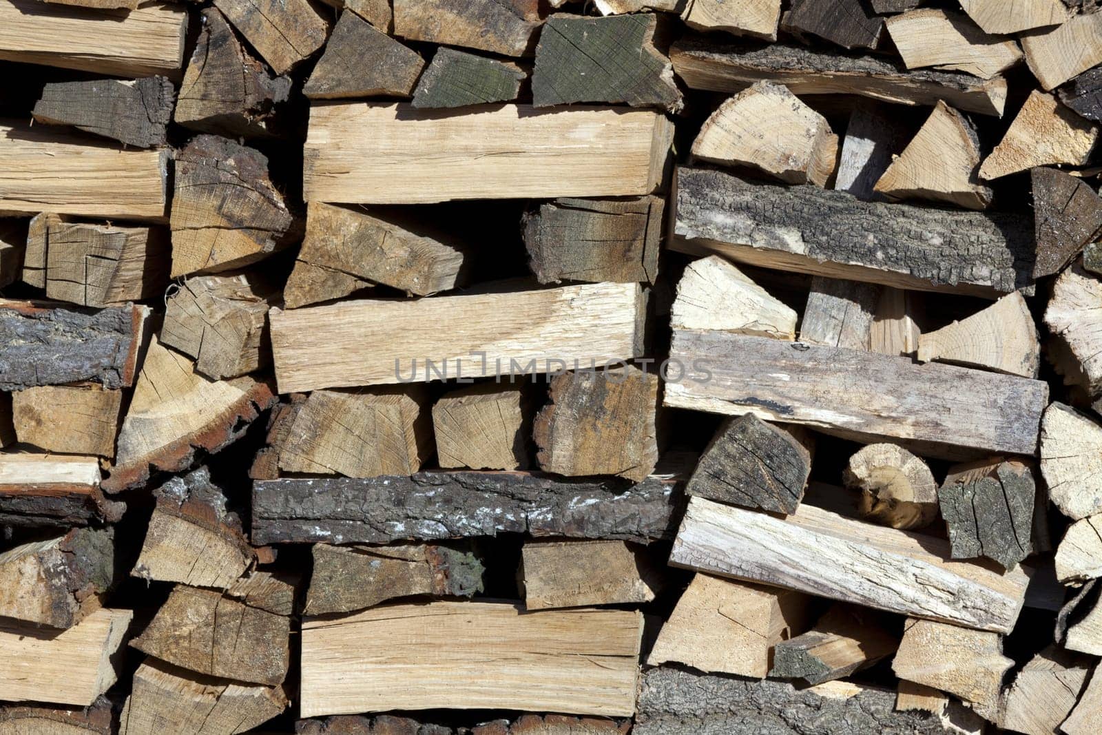 Freshly chopped firewood for the fireplace