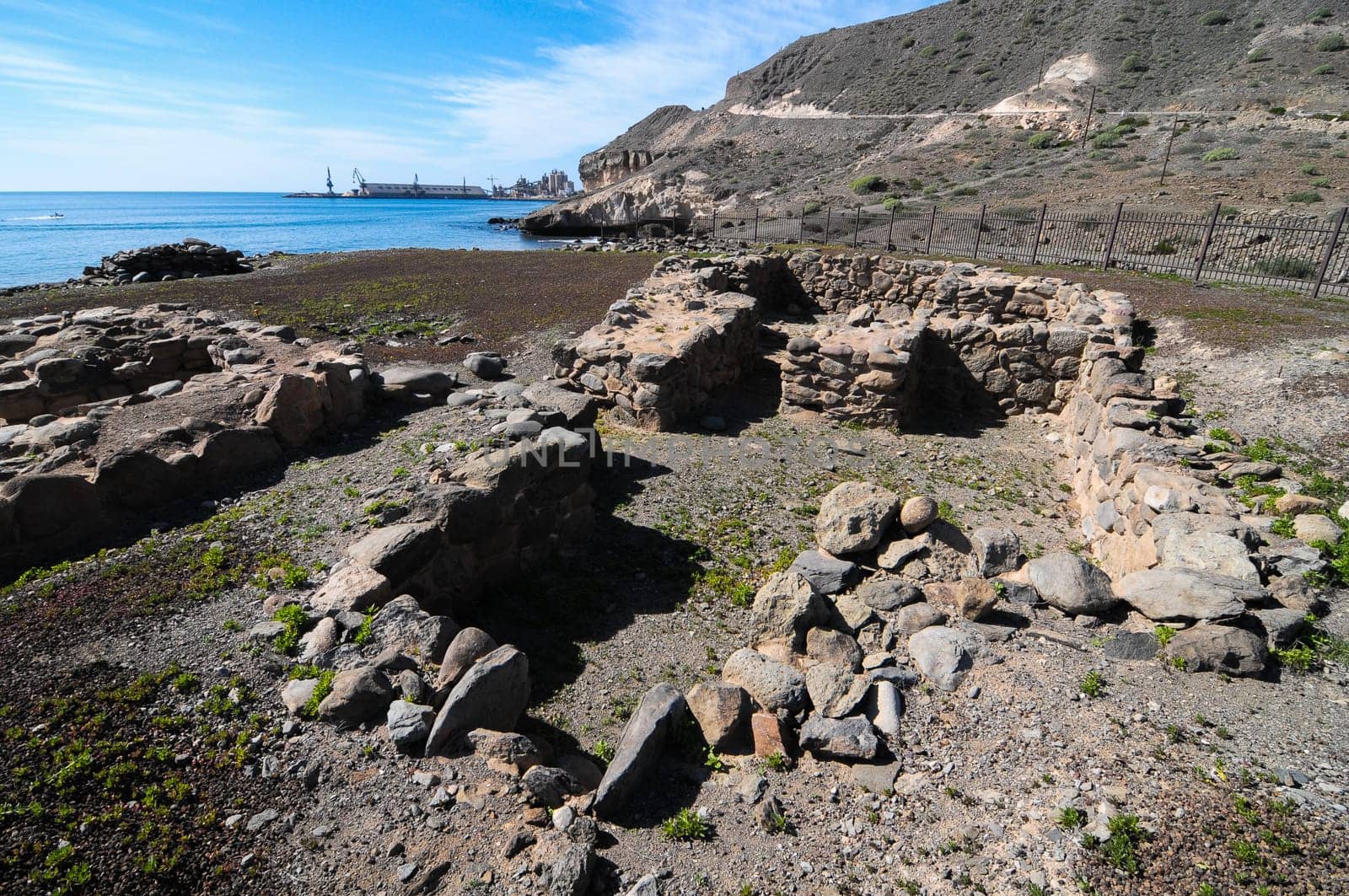 Archeology Site with Round Stones in Canary Islands