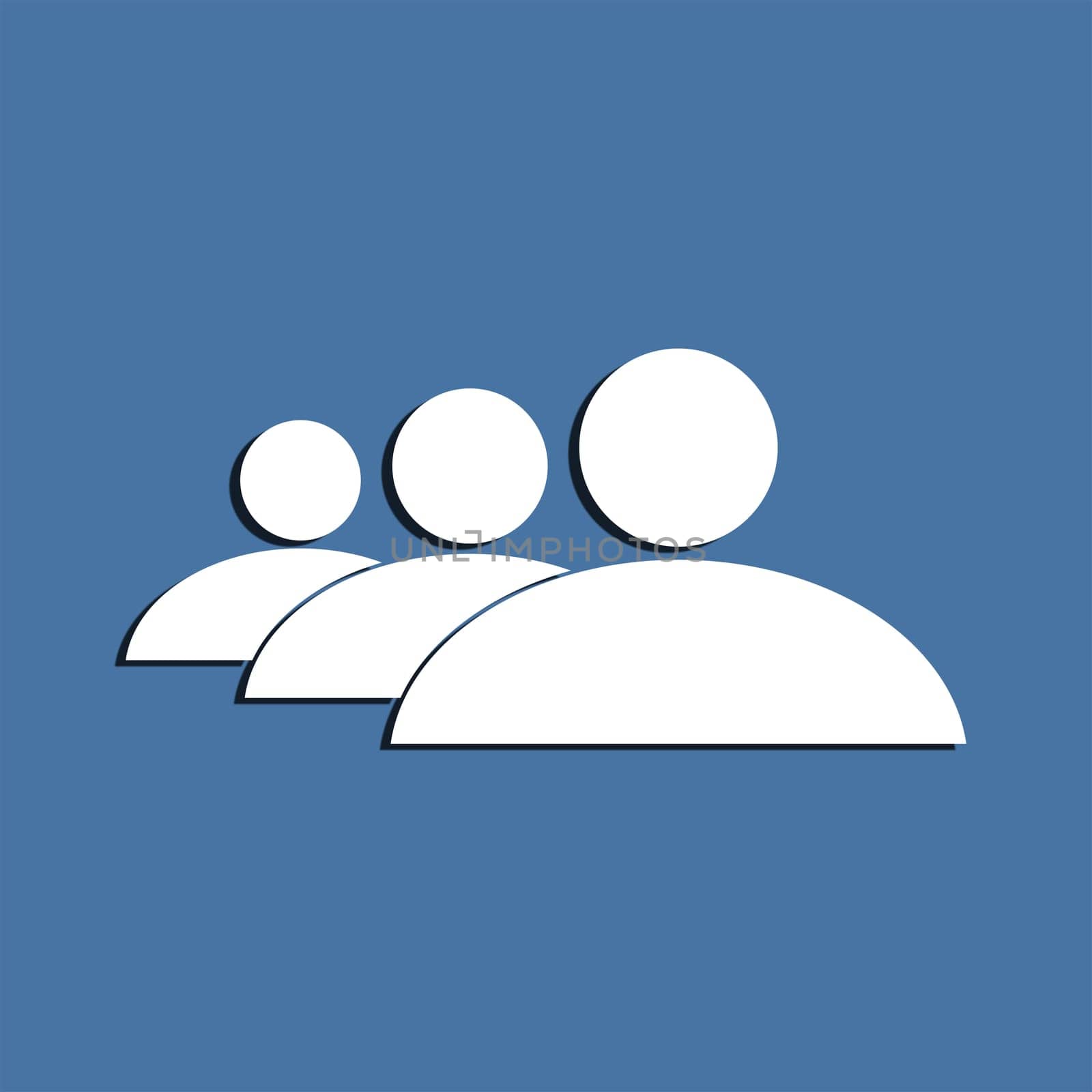 People group symbol on a blue background. Flat design element.