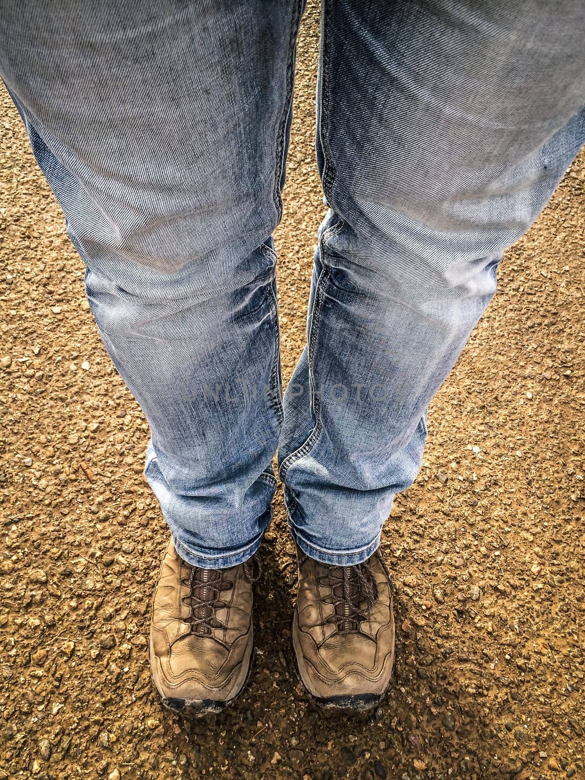 Two tightly standing legs that look on the street.