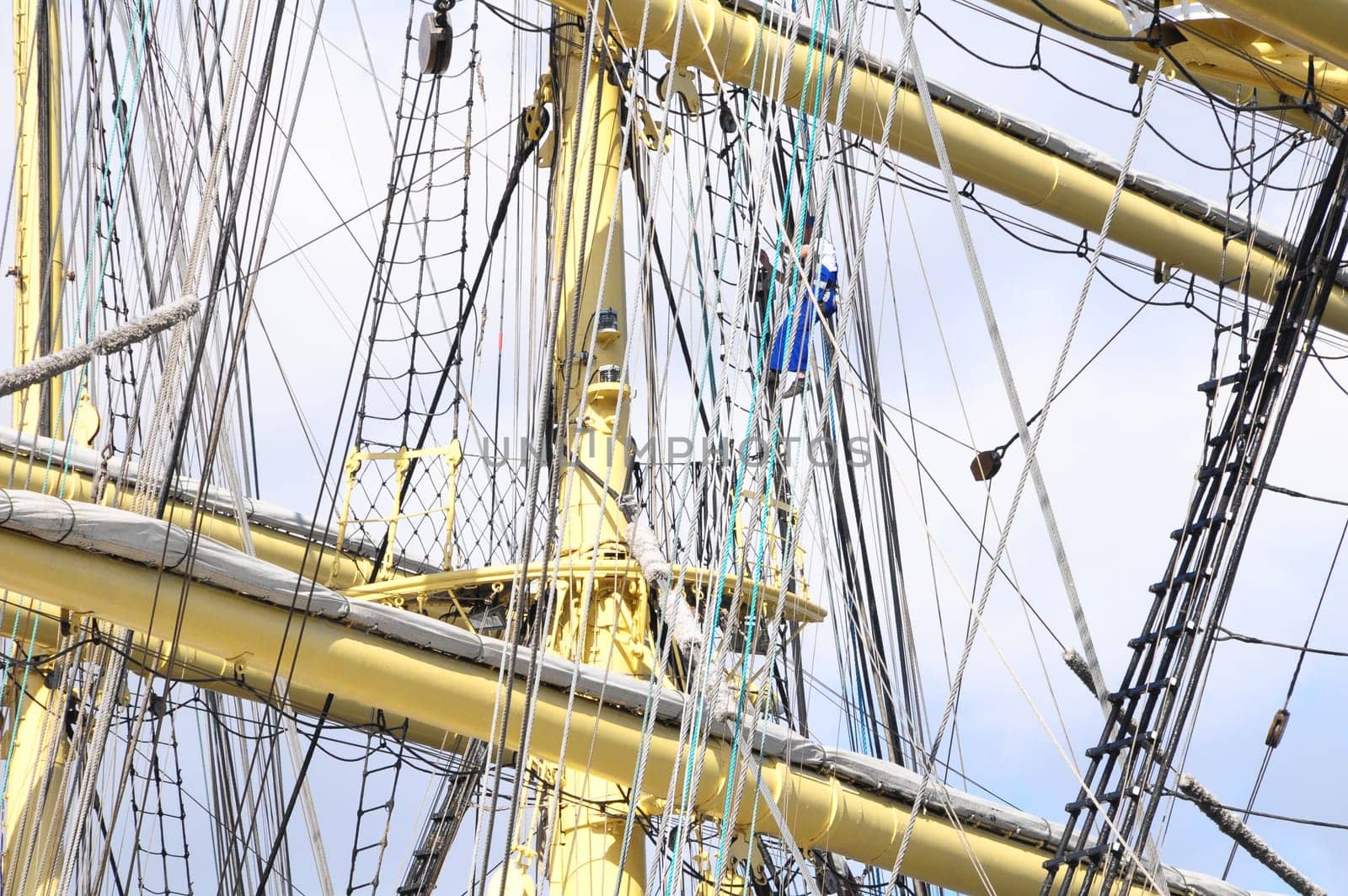 Crane masts of a vey big sailing ship