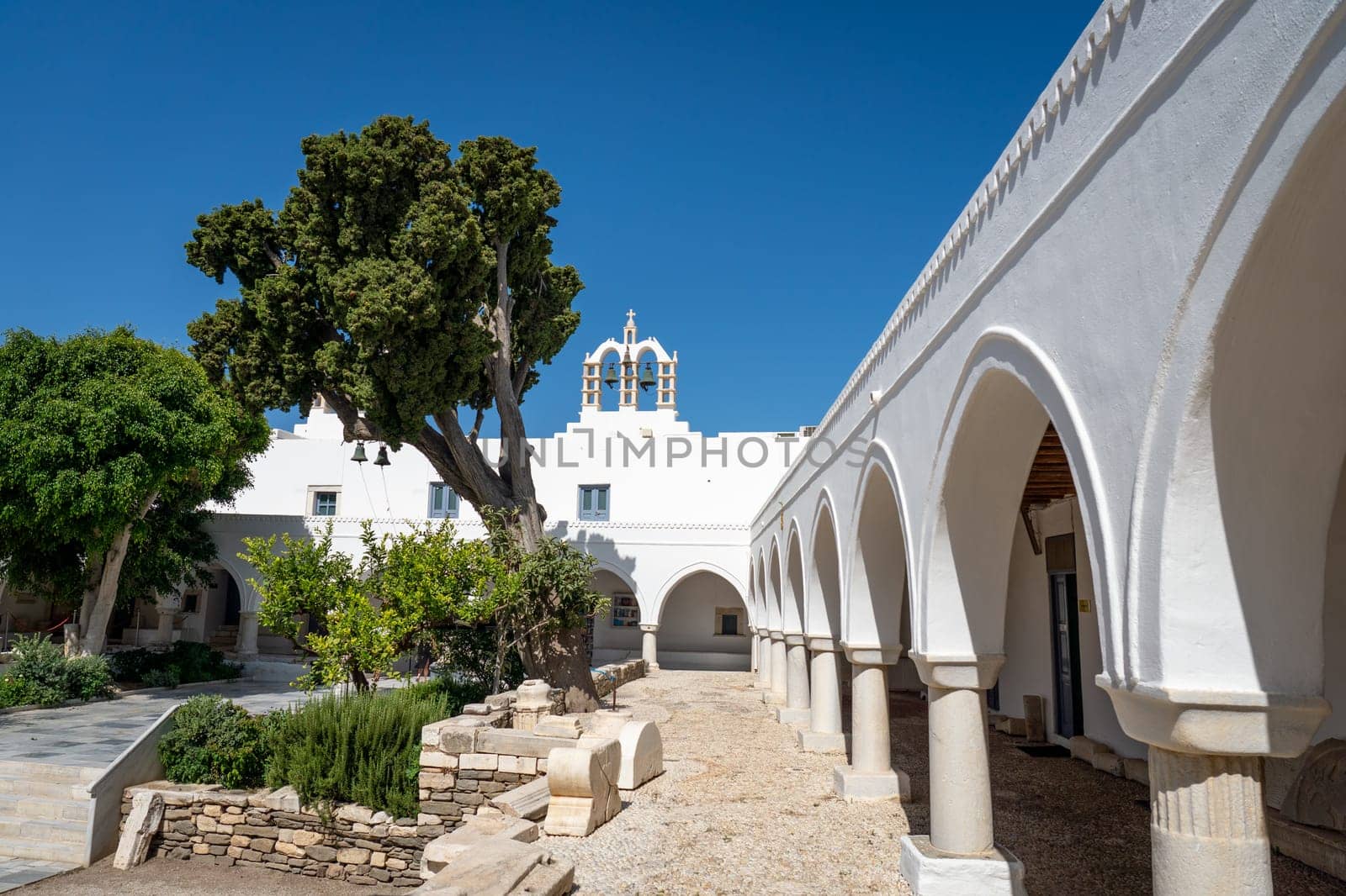 Courtyard of Panagia Ekatontapiliani in Paros by LopezPastor