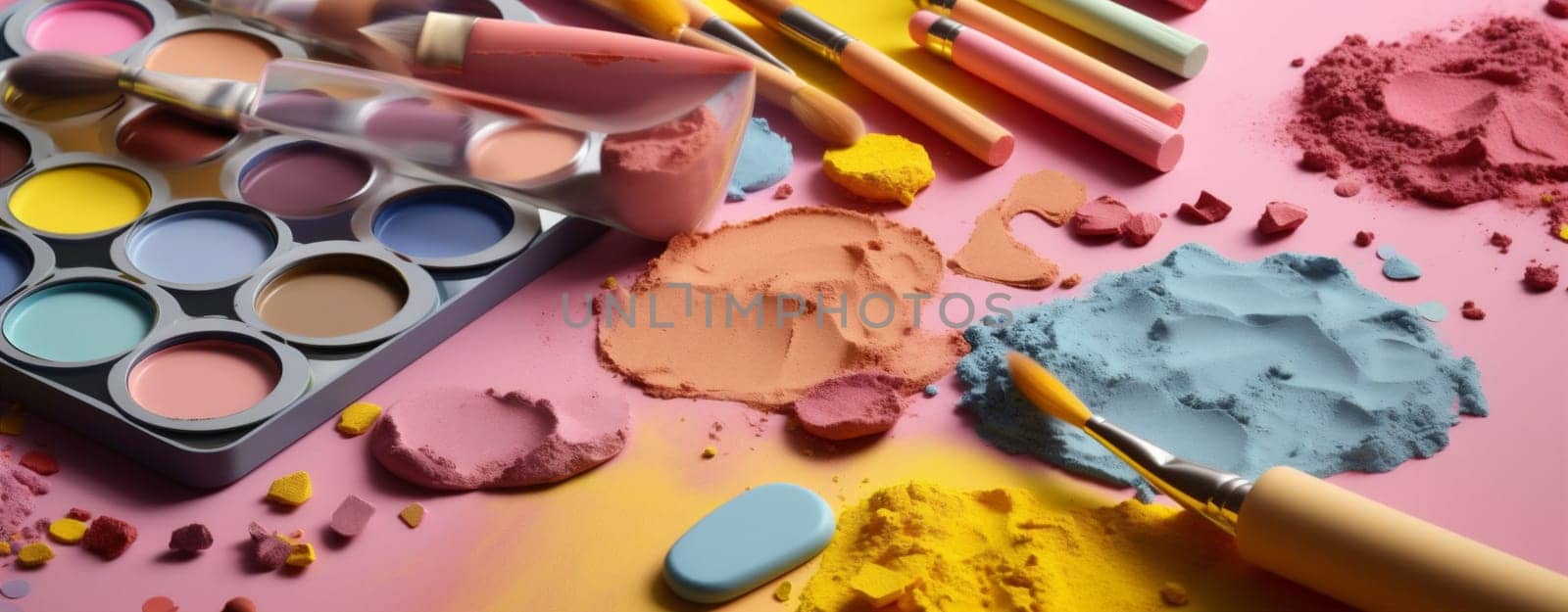 product white background object beauty concept lipstick fashion collection mockup facial set brush make-up bottle accessory gold skincare layout cosmetic group. Generative AI.