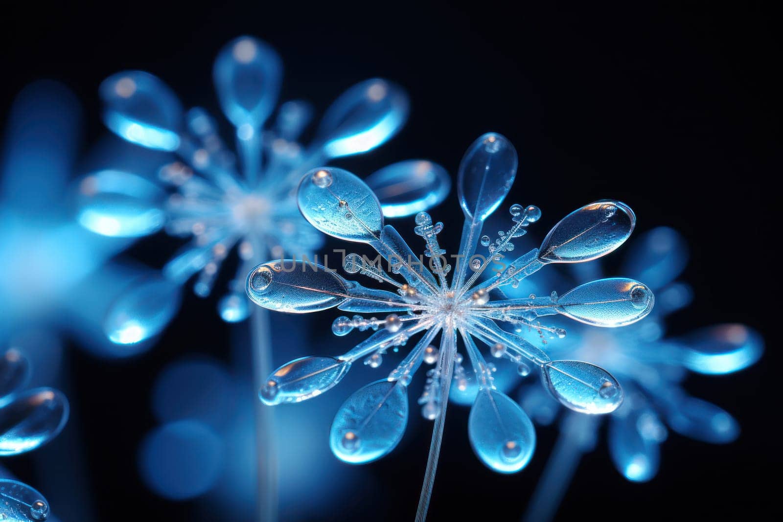 An artistic masterpiece showcasing the exquisite details and singular beauty of individual snowflakes, captured through the lens of macro photography, unraveling their complex, one-of-a-kind designs.