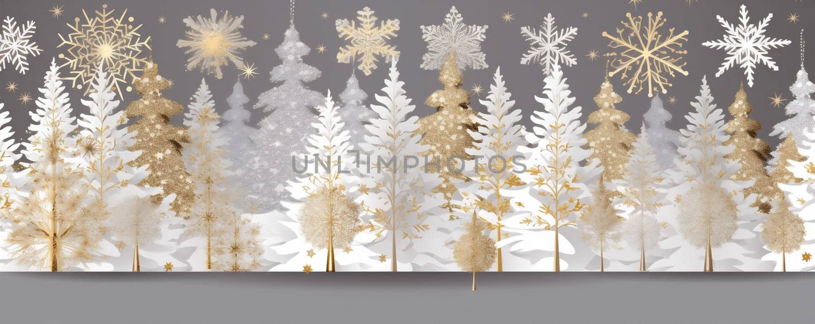 gold christmas decoration background abstract snowflake snow winter white colour holiday. Generative AI. by Vichizh