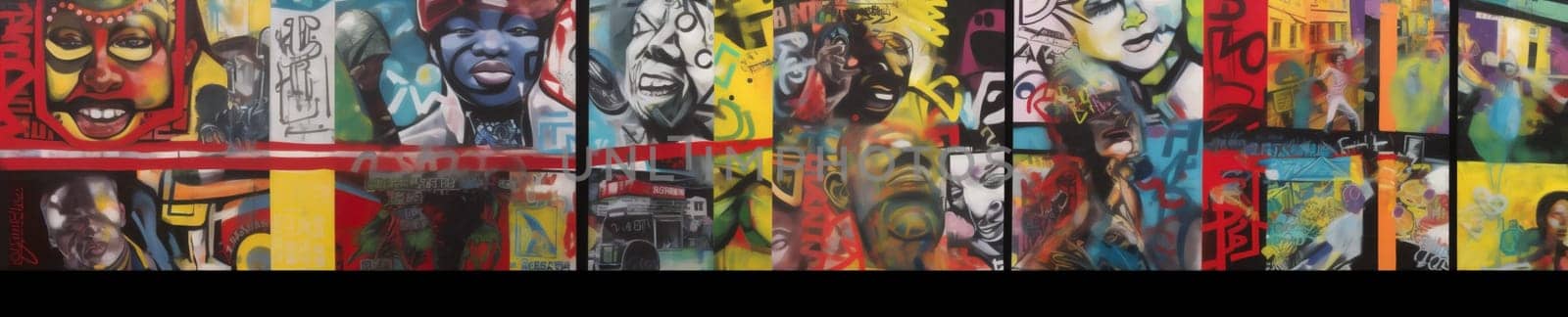 background paint urban abstract art spray wall graffiti yellow banner colourful. Generative AI. by Vichizh
