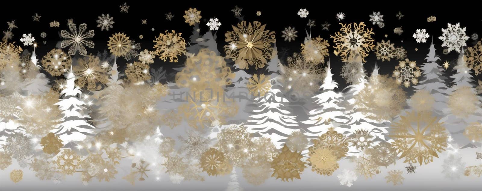 party gold christmas snowflake shine space abstract year background decoration merry bright snow season silver colour decor white winter holiday light. Generative AI.
