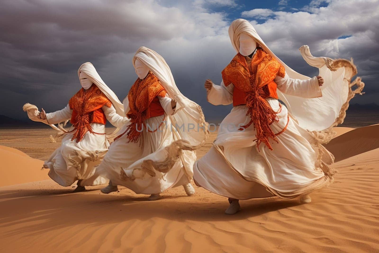 In the enchanting world of fantasy, there exist mystical beings known as whirling sand dervishes.