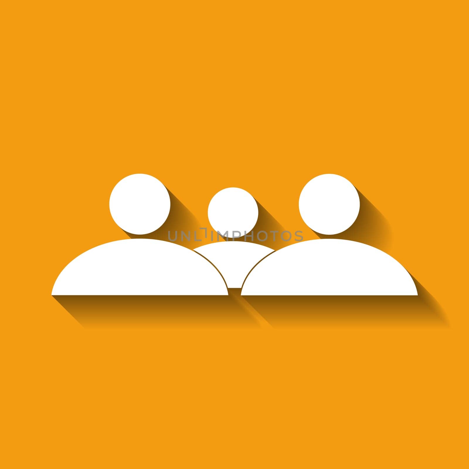 People group symbol on a orange background. Flat design element.