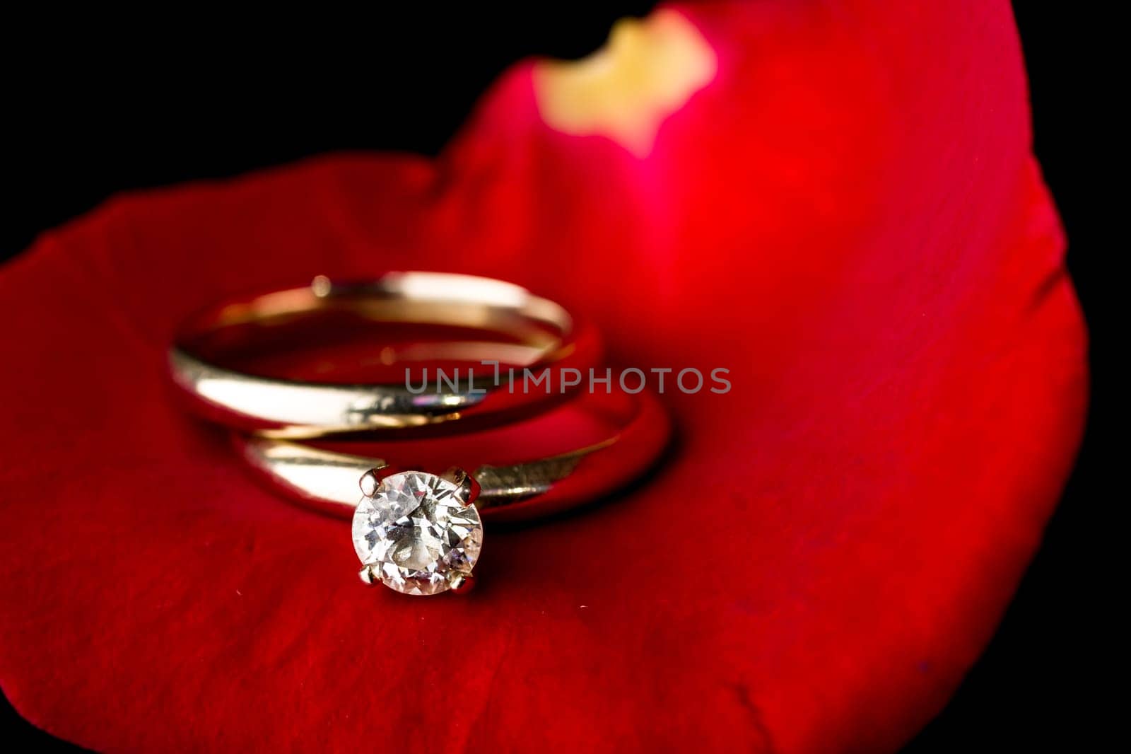 The perfect Valentine's Day gift, an engagement ring on a red rose