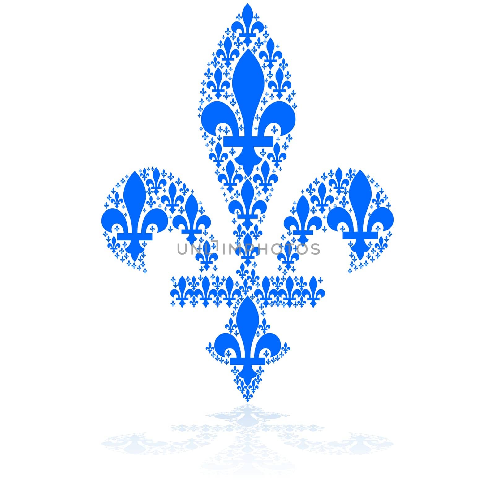 Concept illustration showing a blue fleur-de-lys icon made up of smaller versions of it